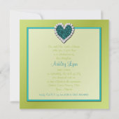 Turquoise and Lime Glitter Heart Sweet Sixteen Invitation (Back)
