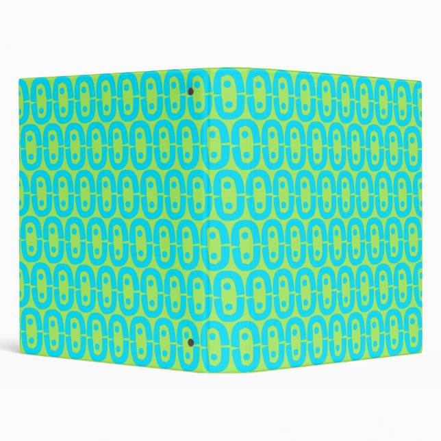 Turquoise and Lime Green Geometric Pattern 3 Ring Binder (Background)