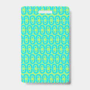 Turquoise and Lime Green Geometric Pattern Badge