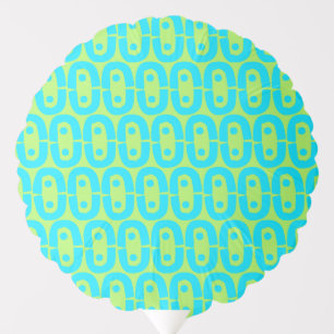 Turquoise and Lime Green Geometric Pattern Balloon