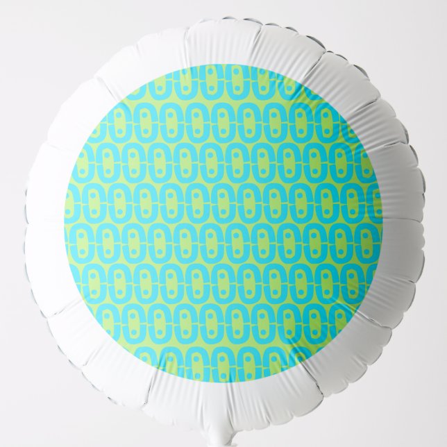 Turquoise and Lime Green Geometric Pattern Balloon (Front)