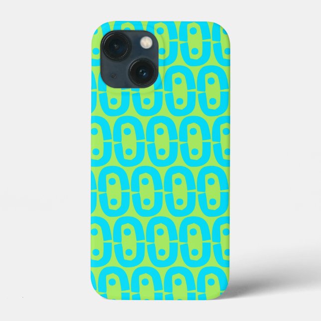 Turquoise and Lime Green Geometric Pattern Case-Mate iPhone Case (Back)