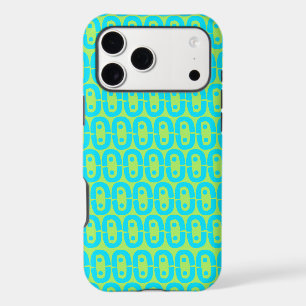 Turquoise and Lime Green Geometric Pattern iPhone 17 Pro Max Case