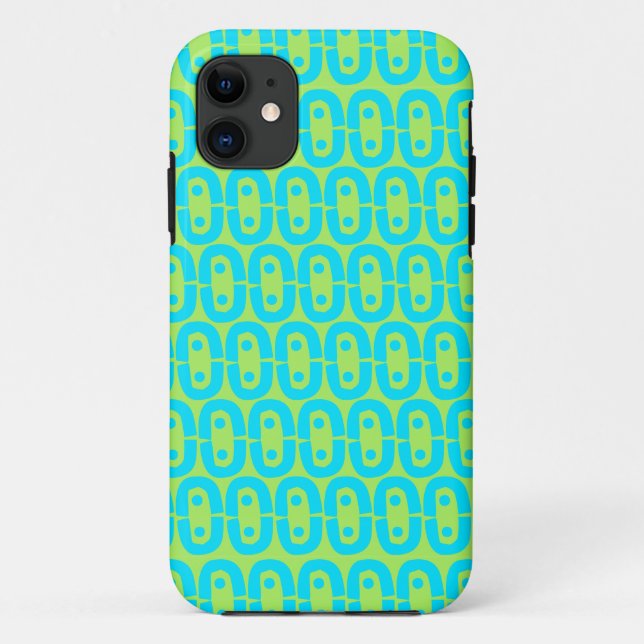 Turquoise and Lime Green Geometric Pattern Case-Mate iPhone Case (Back)
