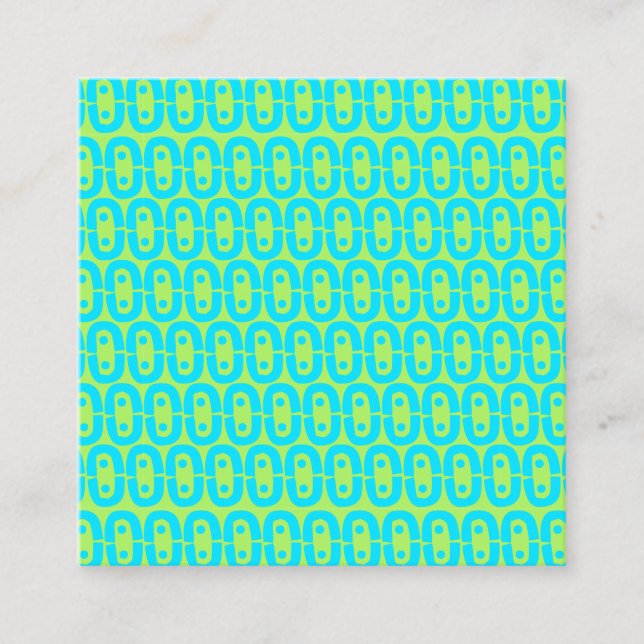 Turquoise and Lime Green Geometric Pattern Discount Card (Front)