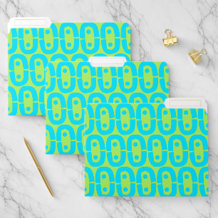 Turquoise and Lime Green Geometric Pattern File Folder