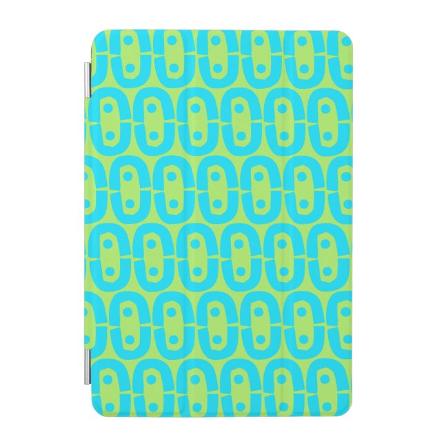 Turquoise and Lime Green Geometric Pattern iPad Mini Cover (Front)