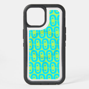Turquoise and Lime Green Geometric Pattern iPhone 15 Case