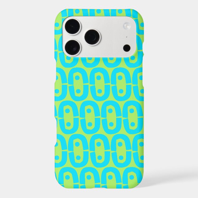 Turquoise and Lime Green Geometric Pattern Iphone Case (Back)