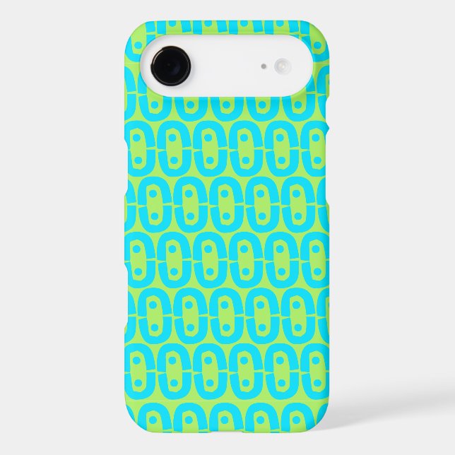 Turquoise and Lime Green Geometric Pattern iPhone Case (Back)