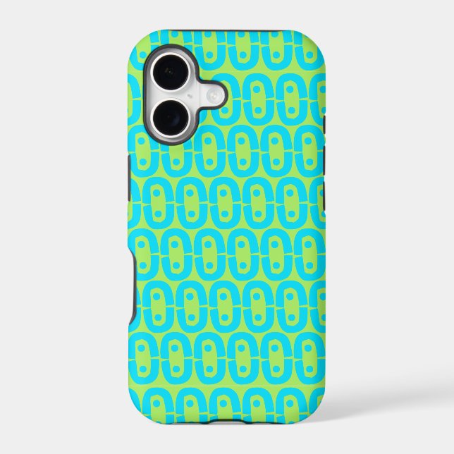 Turquoise and Lime Green Geometric Pattern Iphone Case (Back)