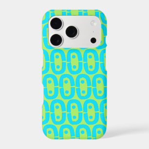 Turquoise and Lime Green Geometric Pattern iPhone 17 Pro Case