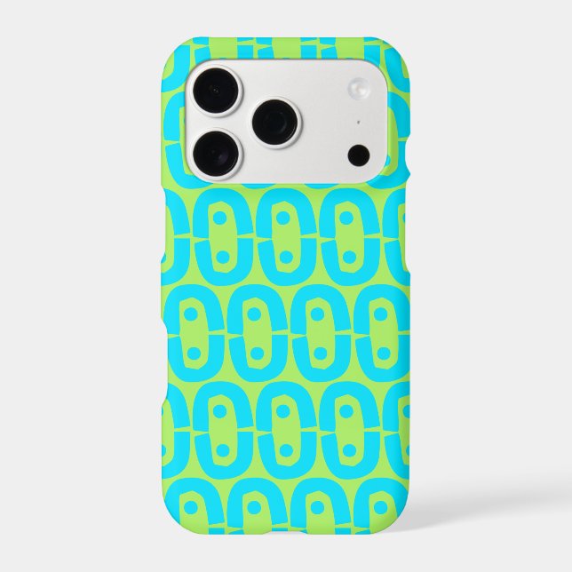 Turquoise and Lime Green Geometric Pattern Iphone Case (Back)