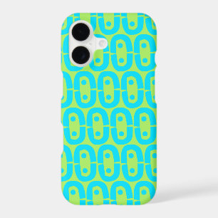 Turquoise and Lime Green Geometric Pattern iPhone 17 Case