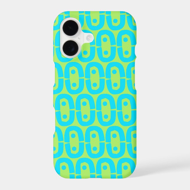 Turquoise and Lime Green Geometric Pattern Iphone Case (Back)