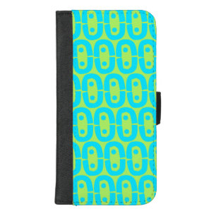 Turquoise and Lime Green Geometric Pattern iPhone 8/7 Plus Wallet Case