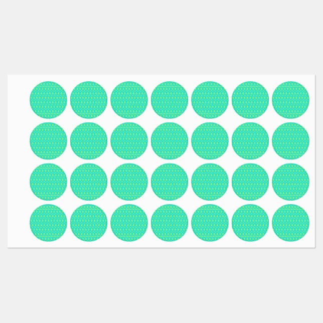 Turquoise and Lime Green Geometric Pattern Labels (Sheet)