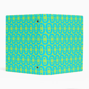 Turquoise and Lime Green Geometric Pattern Mini Binder