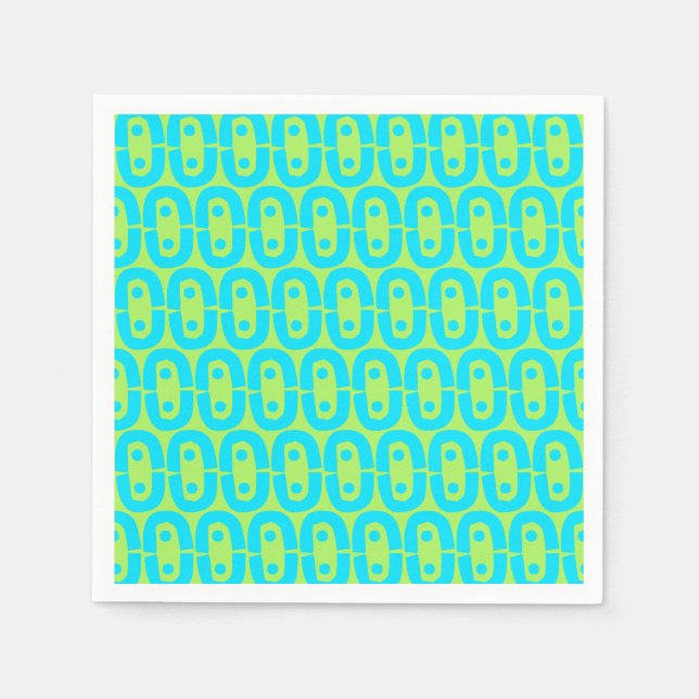 Turquoise and Lime Green Geometric Pattern Napkins (Front)