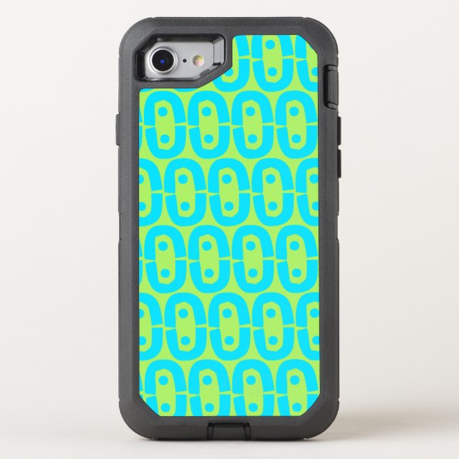 Turquoise and Lime Green Geometric Pattern Otterbox iPhone Case (Back)