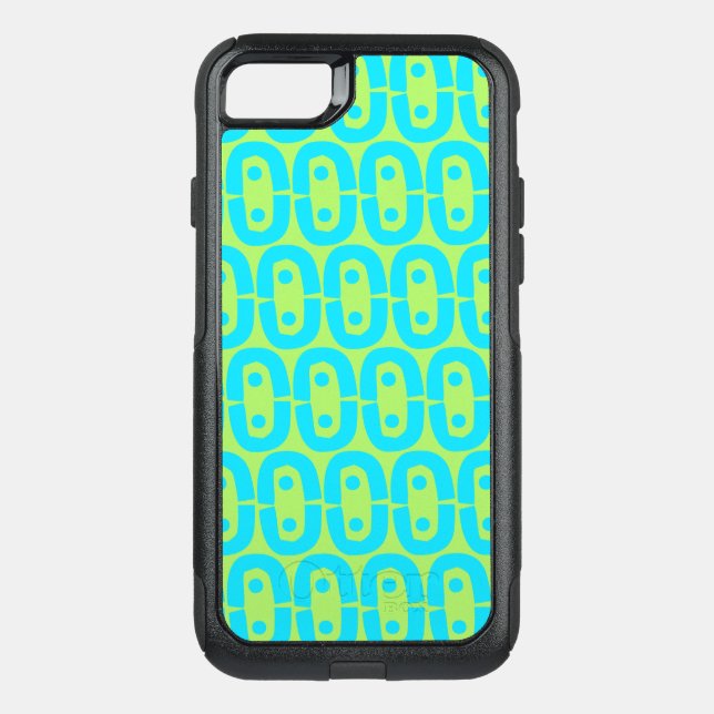 Turquoise and Lime Green Geometric Pattern Otterbox iPhone Case (Back)