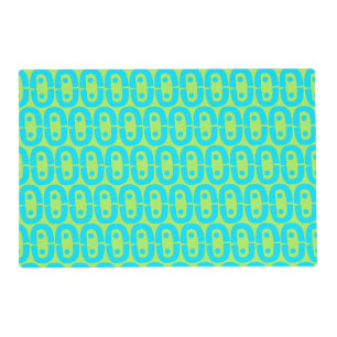 Turquoise and Lime Green Geometric Pattern Placemat