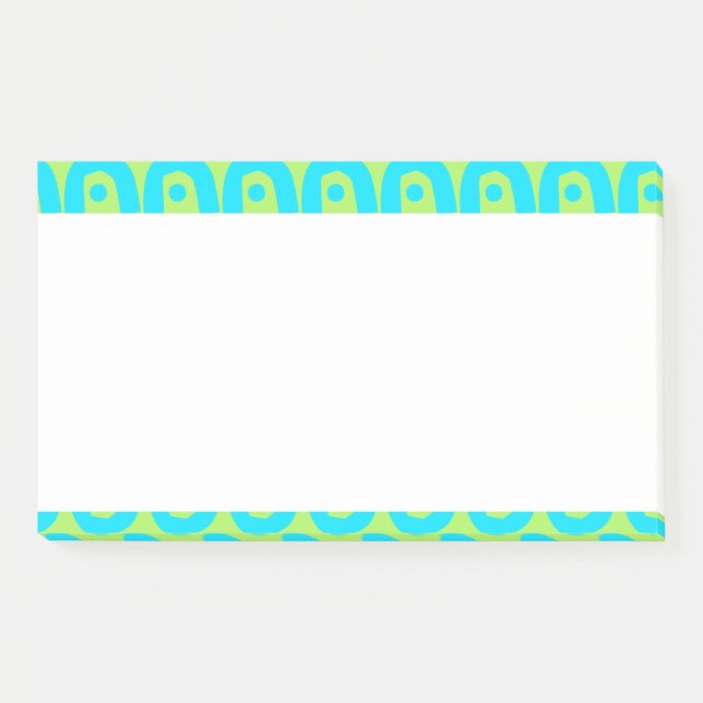 Turquoise and Lime Green Geometric Pattern Post-it Notes (Front)