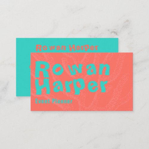 Turquoise and Living Coral Business Card