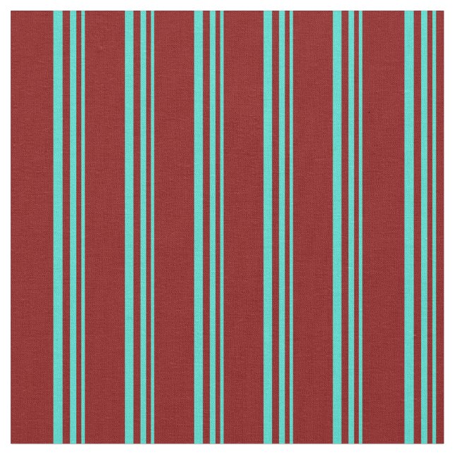Turquoise and Maroon Pattern of Stripes Fabric (Close Up)