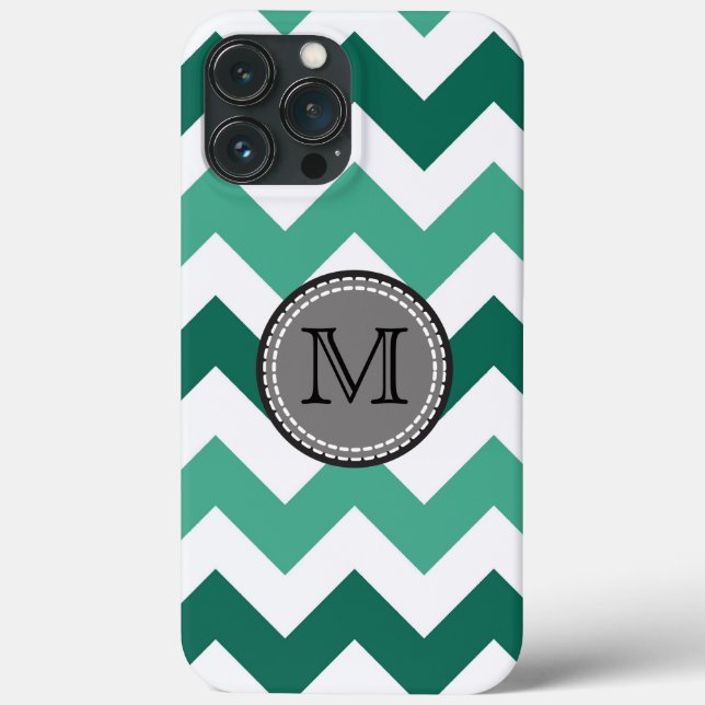 Turquoise and Mint Chevron Zigzag Monogram Case-Mate iPhone Case (Back)