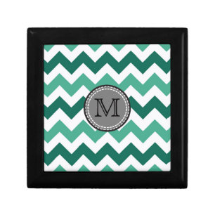 Turquoise and Mint Chevron Zigzag Monogram Gift Box