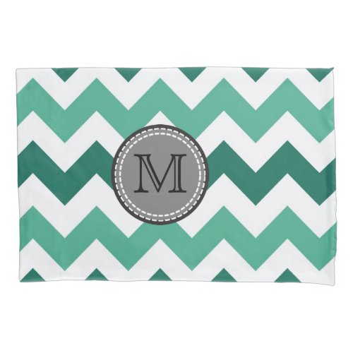 Turquoise and Mint Chevron Zigzag Monogram Pillow Case