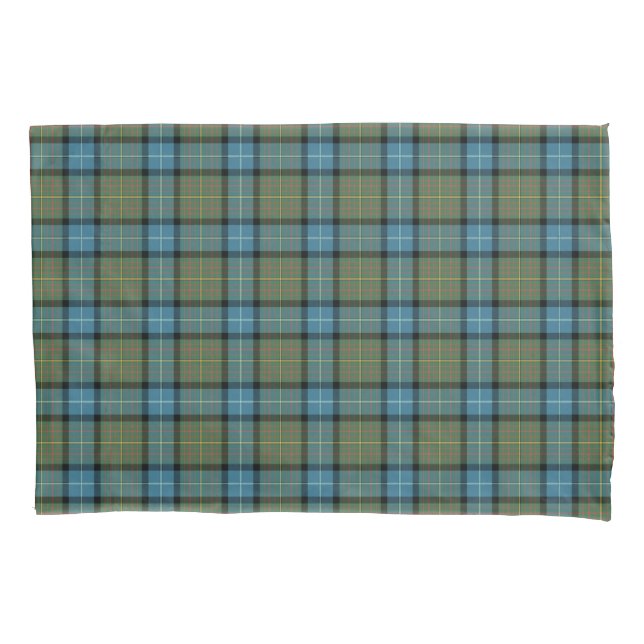 Turquoise and Moss Green Plaid California Tartan Pillow Case (Front)