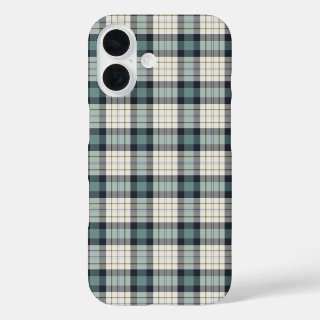 Turquoise and Navy Blue Rustic Plaid Case-Mate iPhone Case (Back)