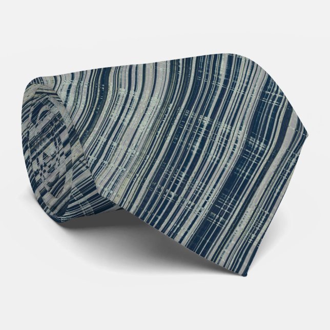 Turquoise and Navy Striped Pattern  Neck Tie (Rolled)