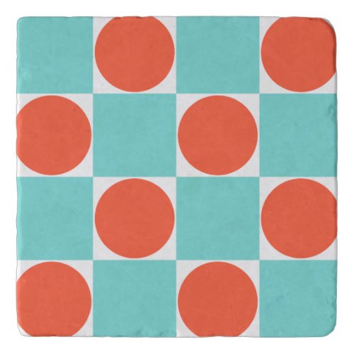 Turquoise and Orange Modern Geometric Tile Pattern Trivet