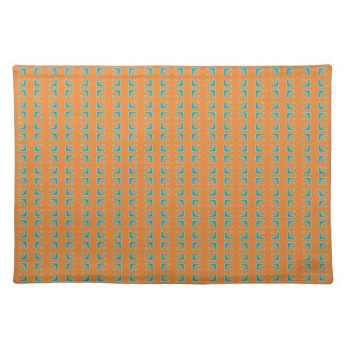 Turquoise and Orange Pattern Cloth Placemat