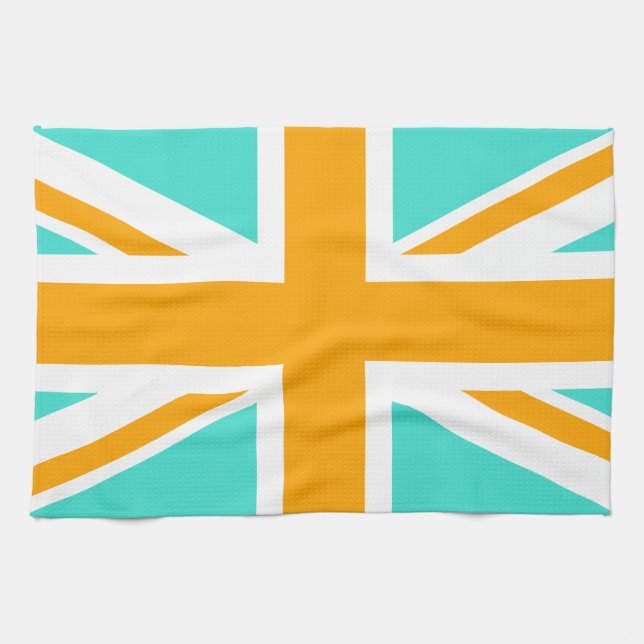 Turquoise and Orange Union Jack Towel (Horizontal)