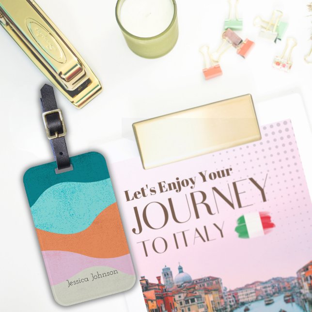 Turquoise and Pastel Waves Luggage Tag (Creator Uploaded)