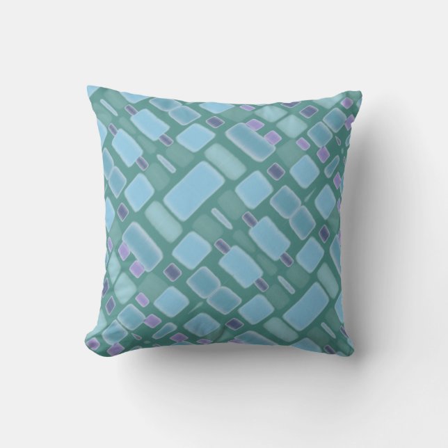 Turquoise and Patterned Throw Pillow (Front)