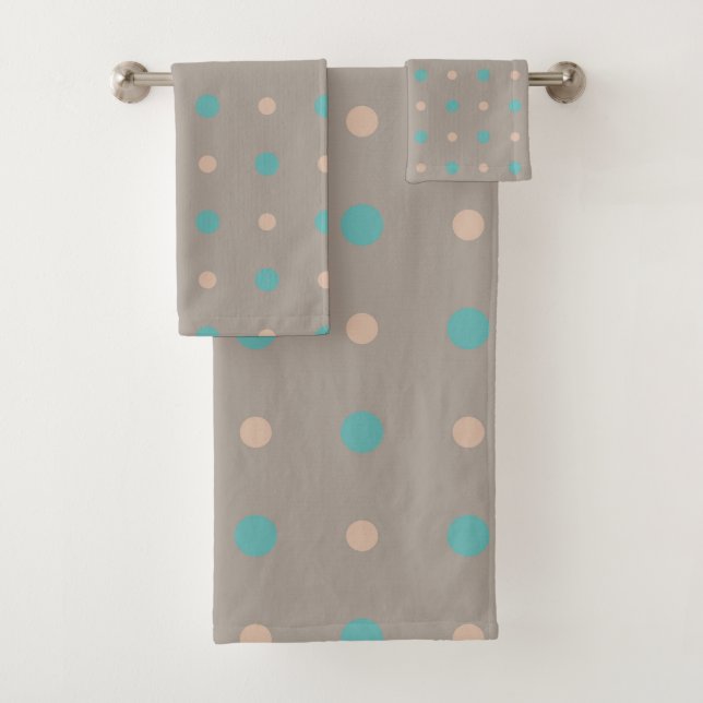 Turquoise and Peach Bath Towel Set (Insitu)