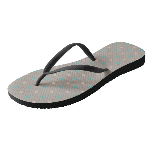 Turquoise and Peach Flip Flops (Angled)