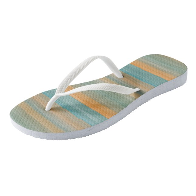 turquoise and peach streaks flip flops (Angled)