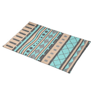 Turquoise And Peach Tribal Pattern Placemat
