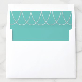Turquoise And Pearls Bridal Shower  Envelope Liner by prettyfancyinvites at Zazzle