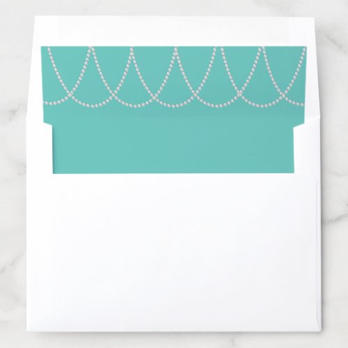 Turquoise and Pearls Bridal Shower  Envelope Liner