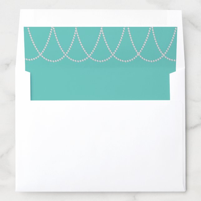 Turquoise and Pearls Bridal Shower  Envelope Liner (In Envelope)