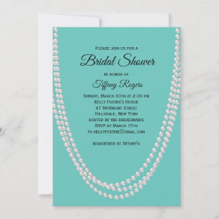 Turquoise and Pearls Bridal Shower Invitation