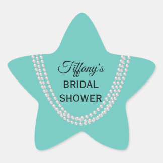 Turquoise and Pearls Bridal Shower Star Sticker