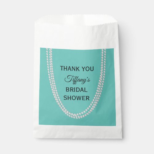 Turquoise and Pearls Bridal Shower Thank You Favor Bag